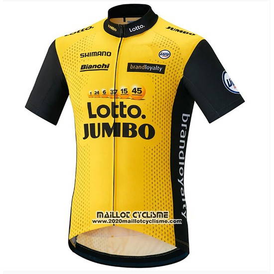 2018 Maillot Ciclismo Lotto NL Jumbo Jaune et Noir Manches Courtes et Cuissard